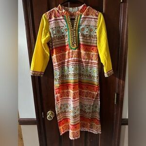 No brand Vintage Eclectic 3/4 Sleeve Colorful Dress Size Medium